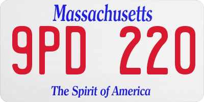 MA license plate 9PD220