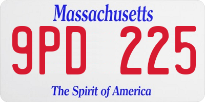 MA license plate 9PD225