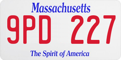MA license plate 9PD227
