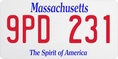 MA license plate 9PD231
