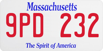 MA license plate 9PD232