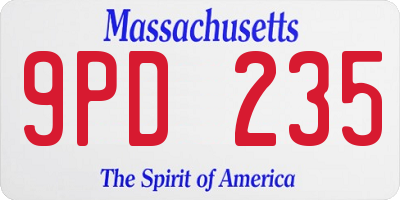 MA license plate 9PD235