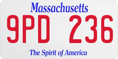 MA license plate 9PD236