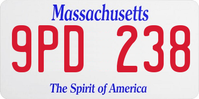 MA license plate 9PD238