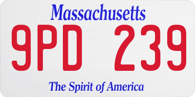 MA license plate 9PD239