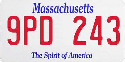 MA license plate 9PD243