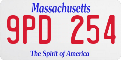 MA license plate 9PD254