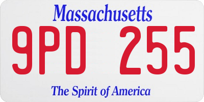 MA license plate 9PD255