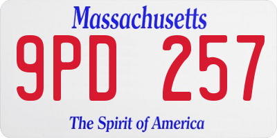 MA license plate 9PD257