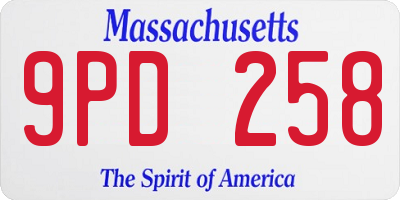 MA license plate 9PD258