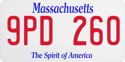 MA license plate 9PD260