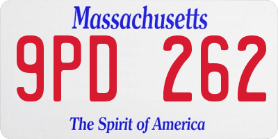 MA license plate 9PD262
