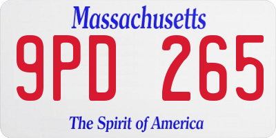 MA license plate 9PD265