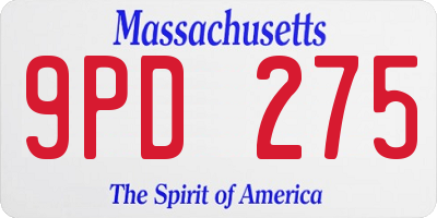 MA license plate 9PD275