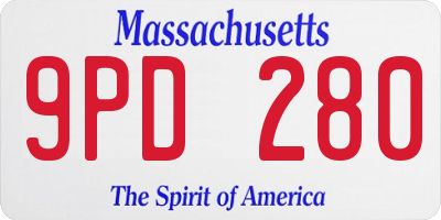 MA license plate 9PD280
