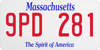 MA license plate 9PD281