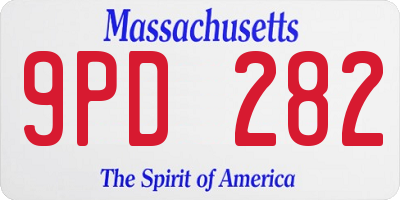 MA license plate 9PD282