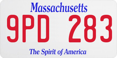 MA license plate 9PD283