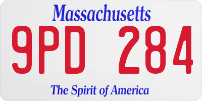 MA license plate 9PD284