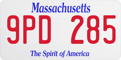 MA license plate 9PD285