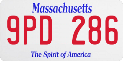 MA license plate 9PD286
