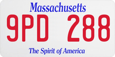 MA license plate 9PD288