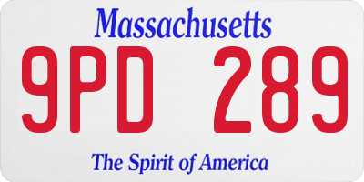 MA license plate 9PD289