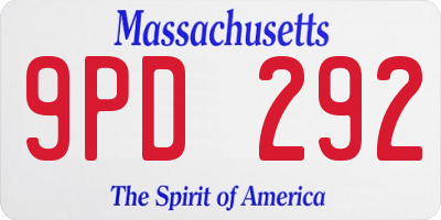 MA license plate 9PD292
