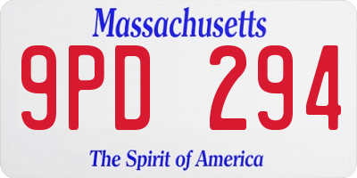 MA license plate 9PD294