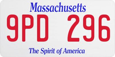 MA license plate 9PD296