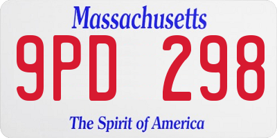 MA license plate 9PD298