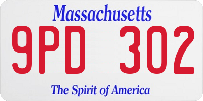 MA license plate 9PD302