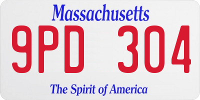 MA license plate 9PD304