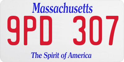 MA license plate 9PD307