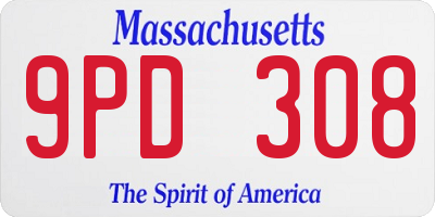 MA license plate 9PD308