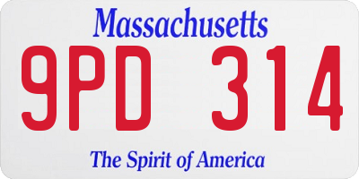 MA license plate 9PD314