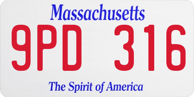 MA license plate 9PD316