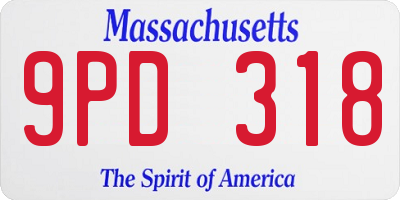 MA license plate 9PD318
