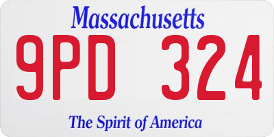 MA license plate 9PD324