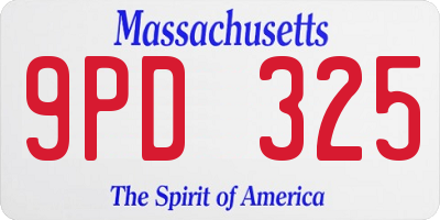 MA license plate 9PD325