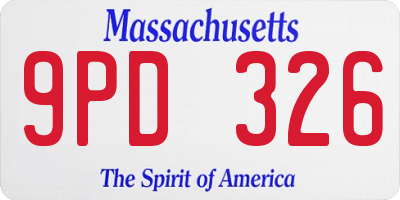 MA license plate 9PD326
