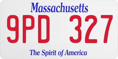 MA license plate 9PD327