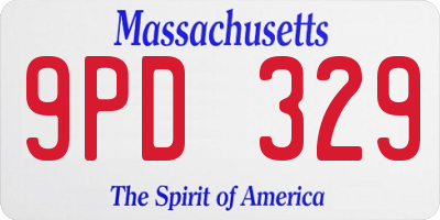 MA license plate 9PD329