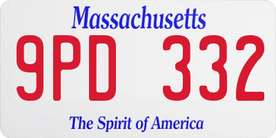 MA license plate 9PD332