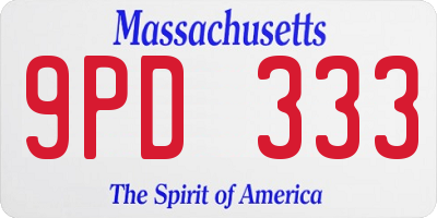 MA license plate 9PD333