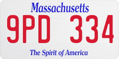 MA license plate 9PD334