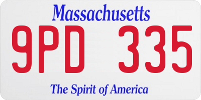 MA license plate 9PD335