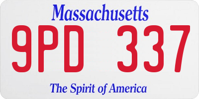 MA license plate 9PD337