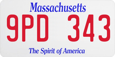 MA license plate 9PD343