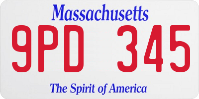 MA license plate 9PD345